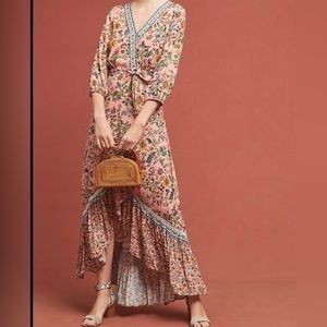 Farm Rio for Anthropology pink wrap dress size small. Great condition